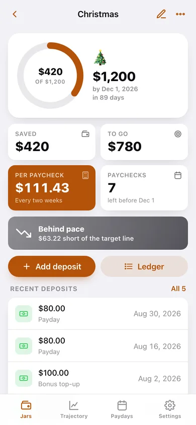 SinkJar web app — screen 2