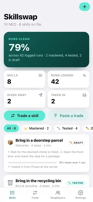 Skillswap web app — screen 1