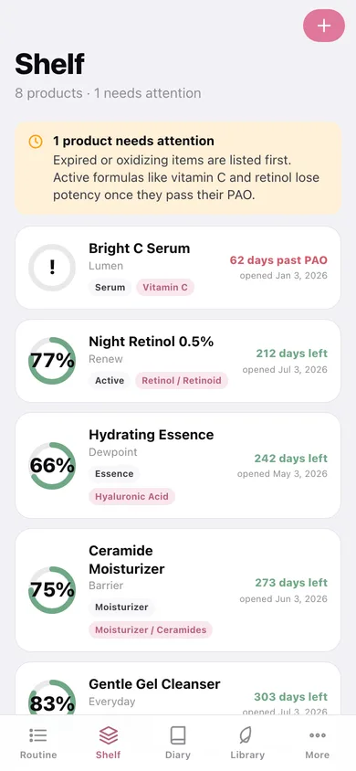 Skinshelf web app — screen 2
