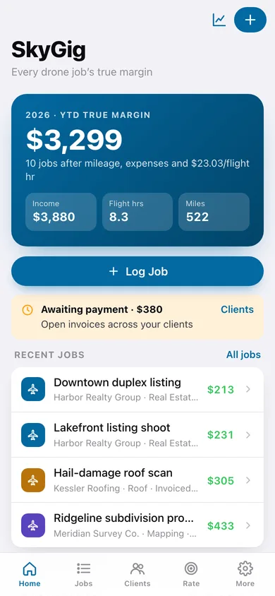 SkyGig web app — screen 1