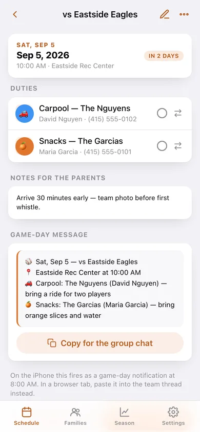 Snackduty web app — screen 2