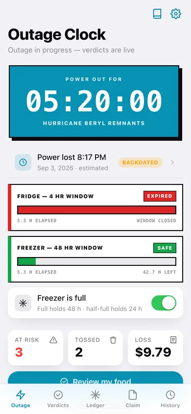 SpoilSafe web app — screen 1