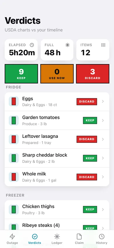 SpoilSafe web app — screen 2