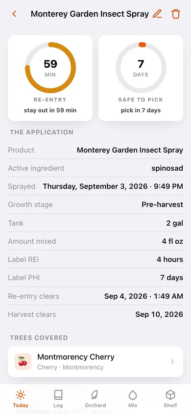 Spraybook web app — screen 2