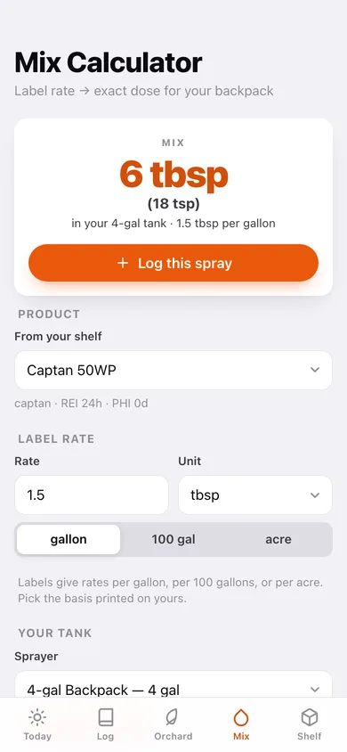 Spraybook web app — screen 3