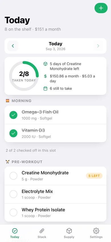 Stacklog web app — screen 1