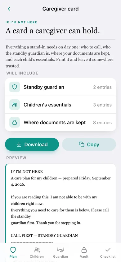 Standby web app — screen 3