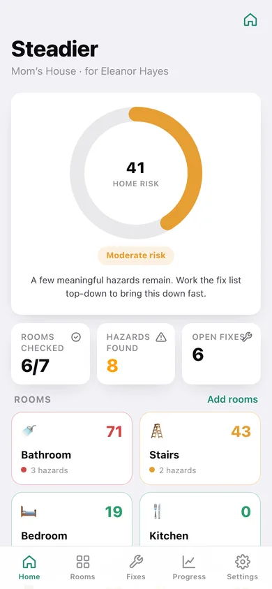 Steadier web app — screen 1