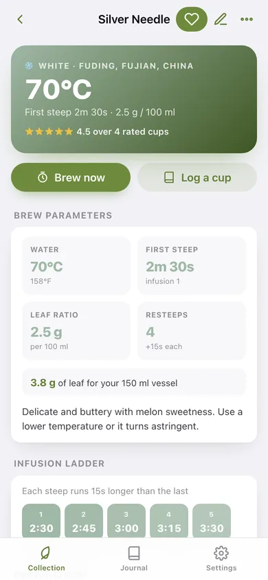 Steep web app — screen 2