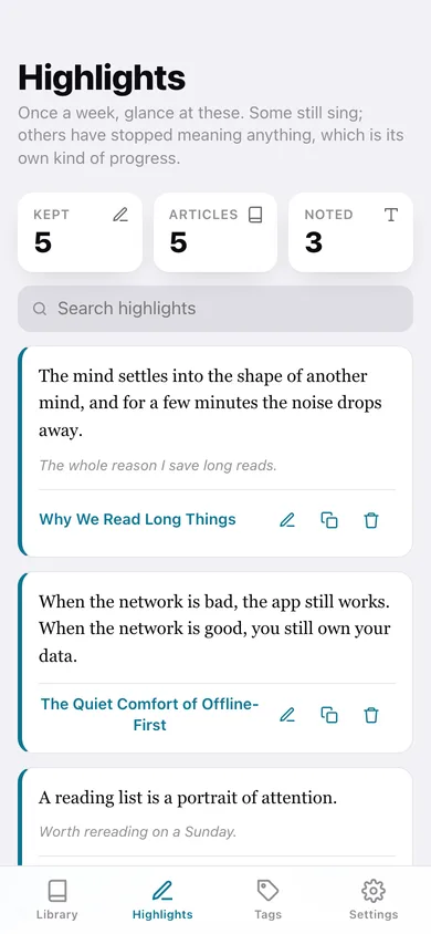 Stowed web app — screen 3