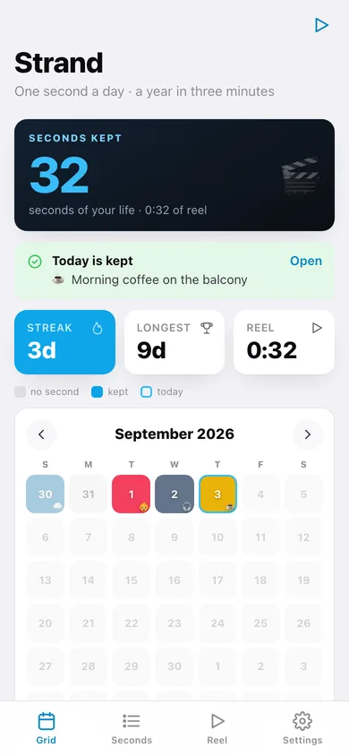 Strand web app — screen 1