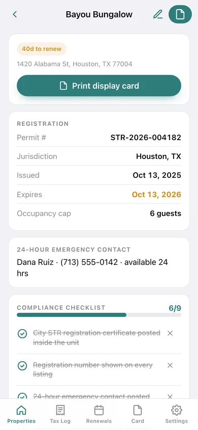 STR Compliance Binder web app — screen 2
