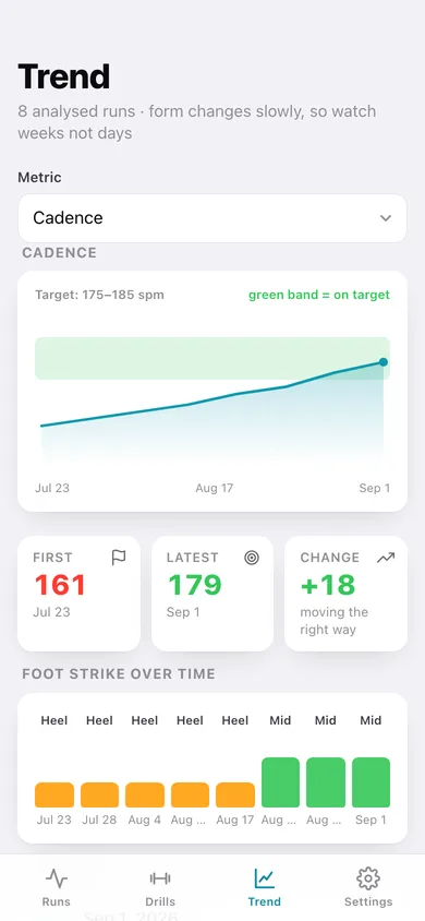 StrideLab: Run Form web app — screen 3