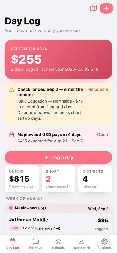 SubDay web app — screen 1