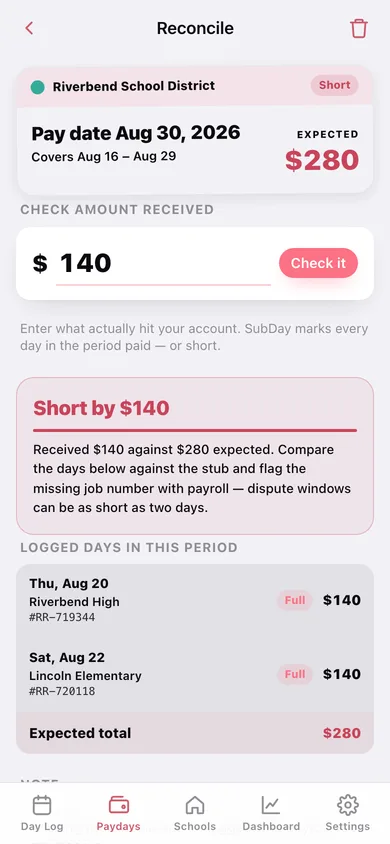 SubDay web app — screen 2
