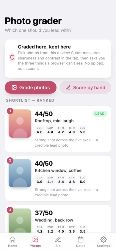 Suitor web app — screen 2