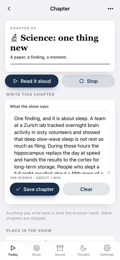 The Daily web app — screen 2