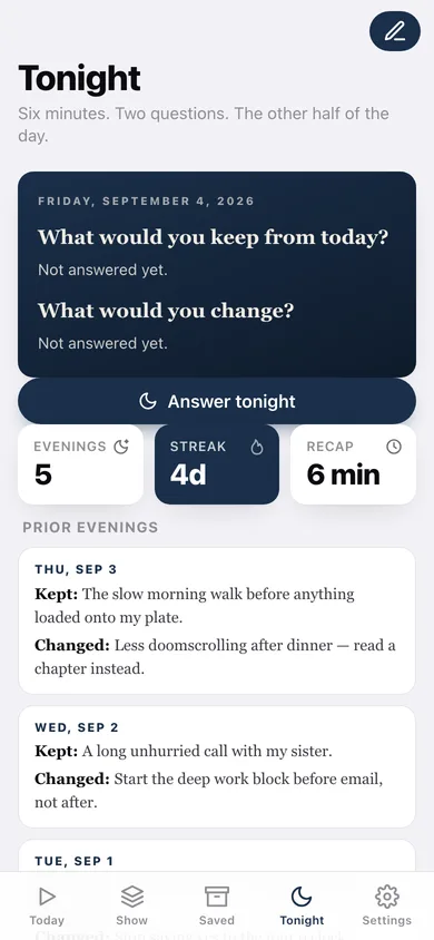The Daily web app — screen 3