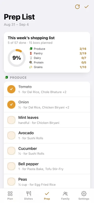 Tiffin web app — screen 3