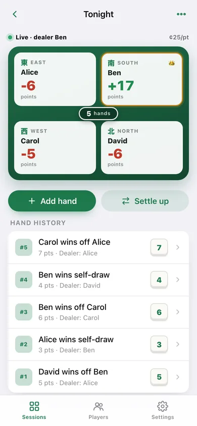 Tilescore web app — screen 2