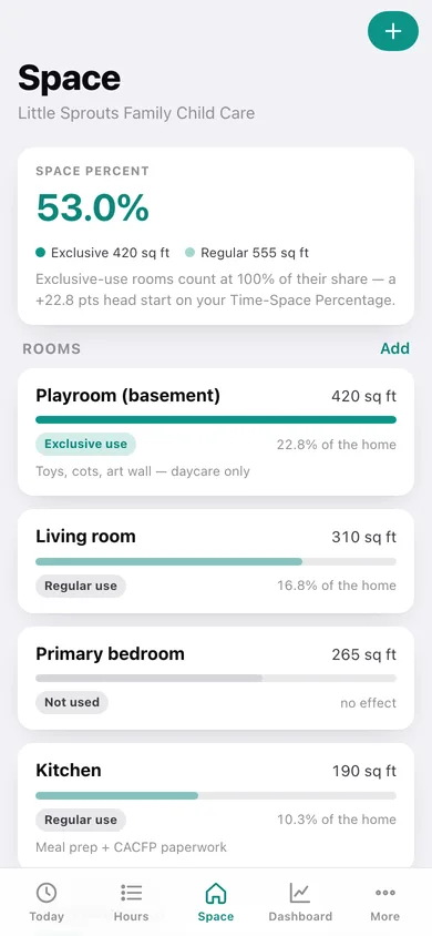 TimeSpace web app — screen 2
