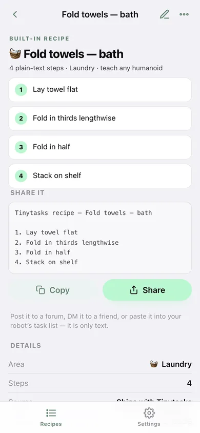 Tinytasks web app — screen 2