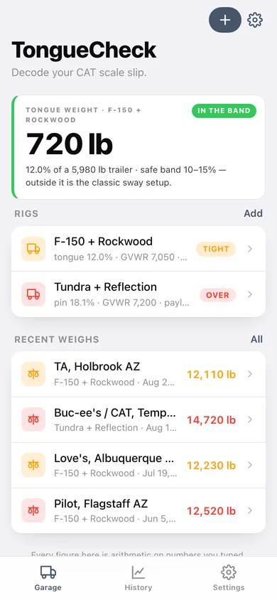 TongueCheck web app — screen 1
