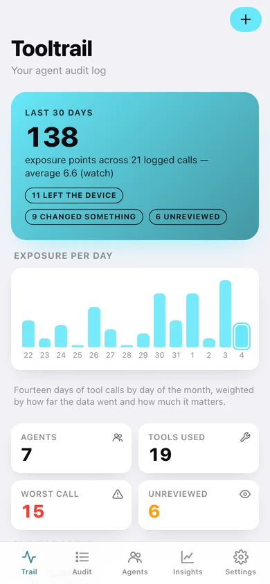 Tooltrail web app — screen 1