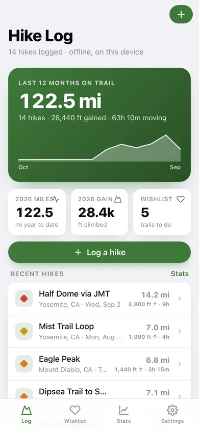 Trailhead web app — screen 1