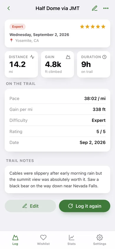 Trailhead web app — screen 2