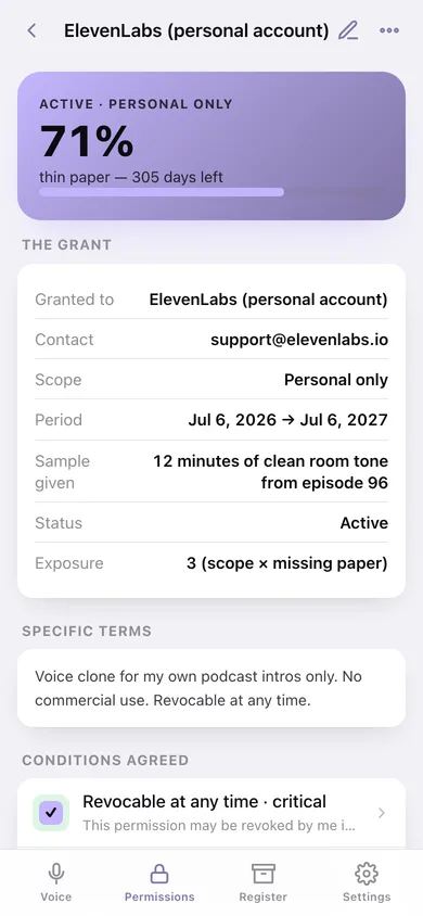 Voicekit web app — screen 2