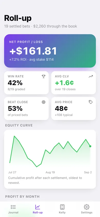 Wagerlog web app — screen 3