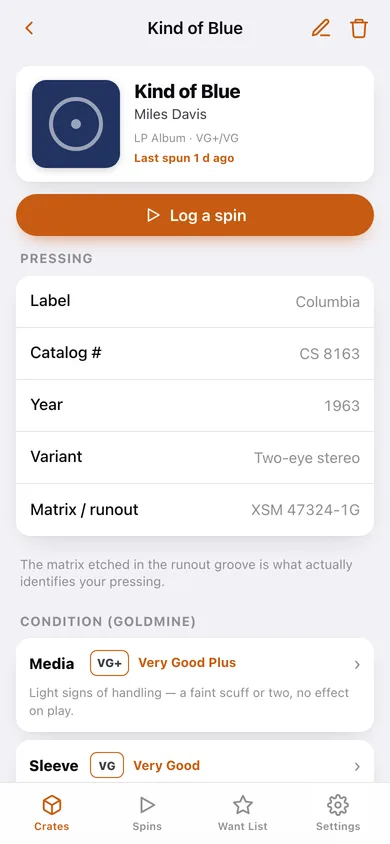 WaxStack web app — screen 2