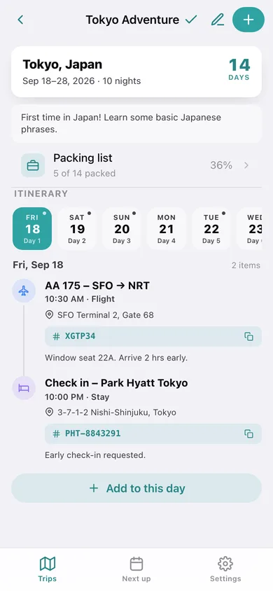 Wayfare web app — screen 2