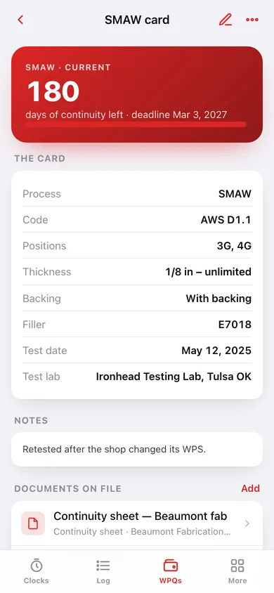 WeldBook web app — screen 3