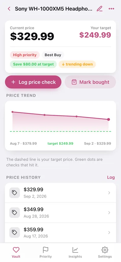 Wishvault web app — screen 2