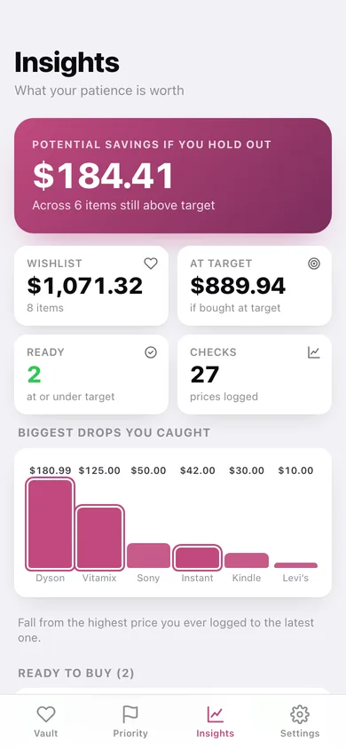 Wishvault web app — screen 3