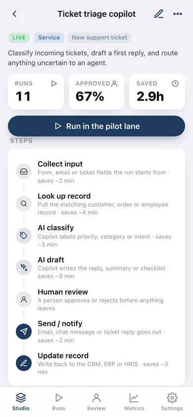 Workflow Studio web app — screen 2