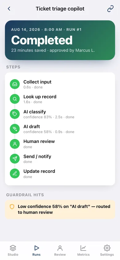 Workflow Studio web app — screen 3