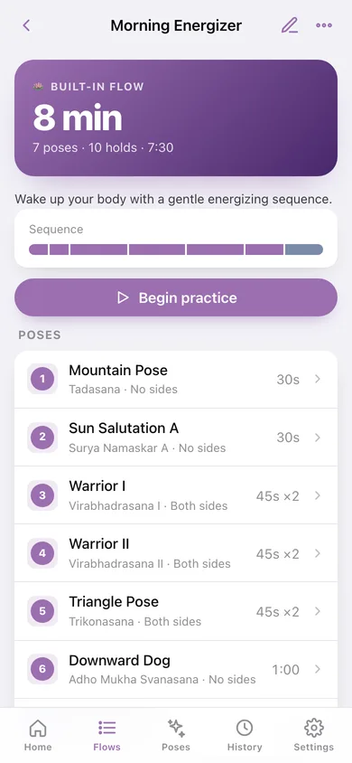 Yogaflow web app — screen 2