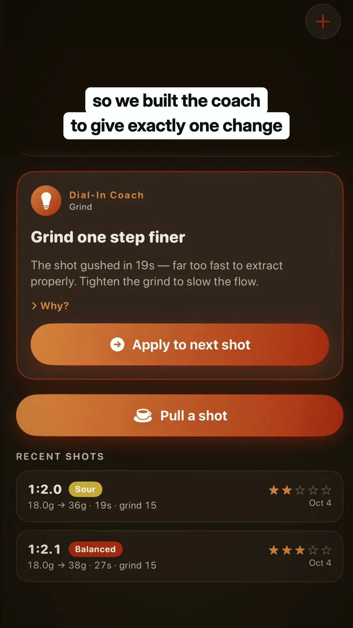 Sour shot, so you change the grind, the dose and the temp