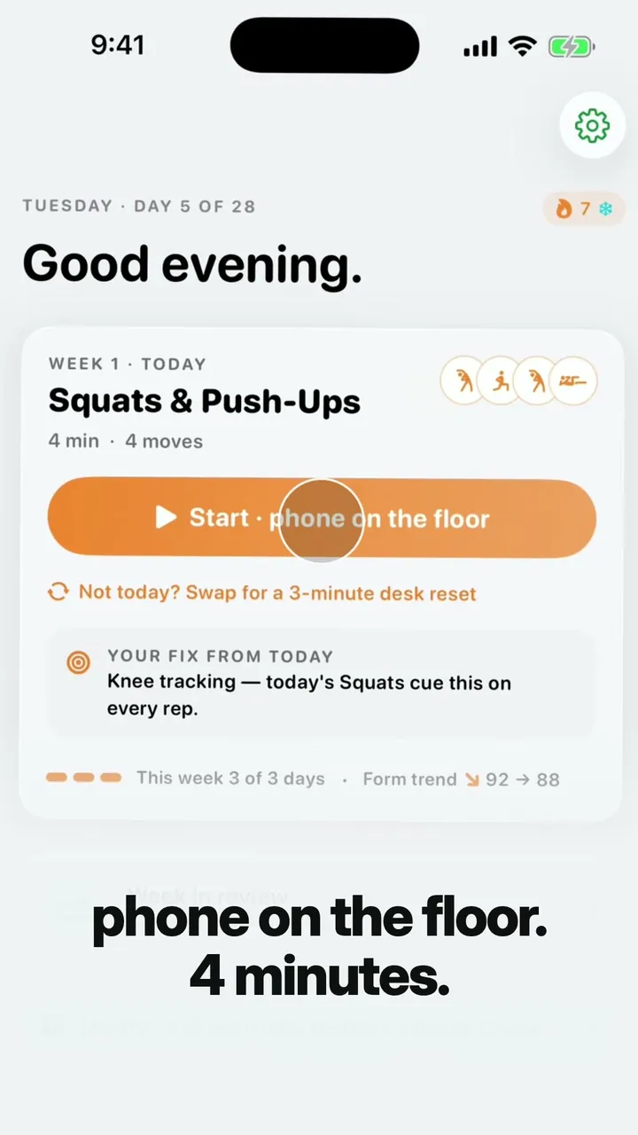 It does that? Home workout, phone on the floor