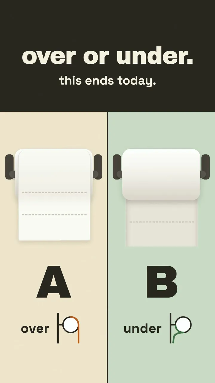 Settle it: toilet paper, over or under?